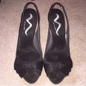 Black Nina Ricci Sling Back w/ Open Toe